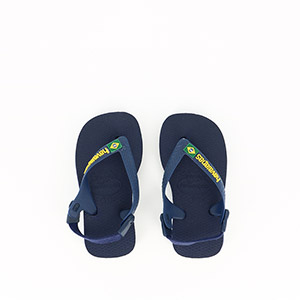 HAVAIANAS SLIM GOLDEN HAVAIANAS BEBE BRASIL LOGO NAVY BLUE YELLOW CITRUS:BLEU