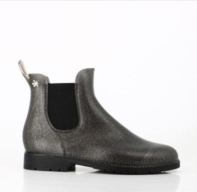 DR MARTENS SANDALES PLATEFORME BLAIRE BLACK HYDRO LEATHER MEDUSE JUMPAIL PAILLETE ARGENT:GRIS