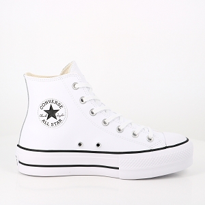 THE HOFF RAPA NUI WOMAN CONVERSE CHUCK TAYLOR ALL STAR LIFT LEATHER HIGH TOP WHITE BLACK WHITE:BLANC