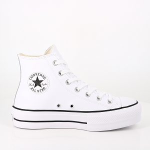 THE HOFF RAPA NUI WOMAN CONVERSE CHUCK TAYLOR ALL STAR LIFT LEATHER HIGH TOP WHITE BLACK WHITE:BLANC
