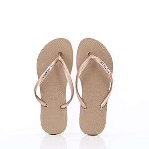 LES TROPEZIENNES HANAK OR HAVAIANAS SLIM LOGO METALLIC ROSE GOLD ROSE GOLD:ROSE