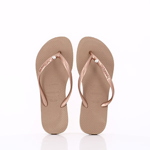 LES TROPEZIENNES POCHETTE NAMIB MARINE HAVAIANAS SLIM CRYSTAL SW II ROSE GOLD:OR