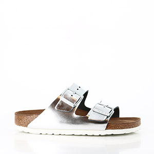 LES TROPEZIENNES HAMSUNI NUDE MULTI BIRKENSTOCK ARIZONA CUIR METALLIC SILVER:ARGENT