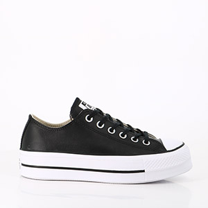 CONVERSE CONVERSE CHUCK TAYLOR ALL STAR LIFT CLEAN LEATHER LOW TOP BLACK BLACK WHITE<br>NOIR