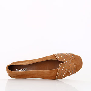 LES TROPEZIENNES HAMIA CHOCOLAT REQINS BALLERINES HILARIA ROCK PEAU CUIR COGNAC:MARRON