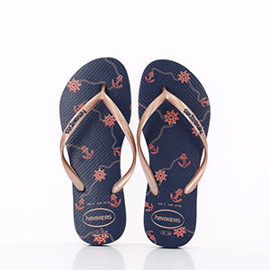 BIRKENSTOCK GIZEH LENB THYME HAVAIANAS SLIM NAUTICAL NAVY BLUE ROSE GOLD:BLEU