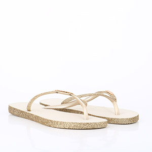 REEF J BAY III DARK BROWN HAVAIANAS SLIM SPARKLE BEIGE:OR