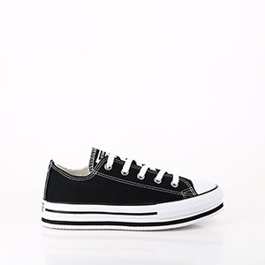 LES TROPEZIENNES HISHIRO TAN CONVERSE ENFANT CHUCK TAYLOR ALL STAR EVA LIFT OX BLACK WHITE BLACK:NOIR