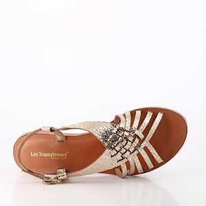 BIRKENSTOCK ARIZONA  CUIR BIG BUCKLE HIGHSHINE SURF GREEN LES TROPEZIENNES HENIKA OR CRAQUELE:OR