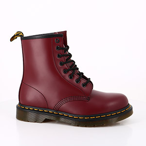 NO NAME IRON MID SIDE SHAUN DOVE DR MARTENS BOOTS 1460 EN CUIR SMOOTH CHERRY RED SMOOTH LEATHER:ROUGE