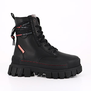 UGG CLASSIC MINI LOGO ZIP BLACK PALLADIUM REVOLT BOOT LEATHER BLACK BLACK:NOIR