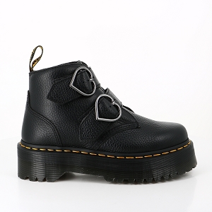 LES TROPEZIENNES BILLY NOIR IRISE DR MARTENS BOOTS PLATEFORME DEVON HEART BLACK MILLED NAPPA:NOIR