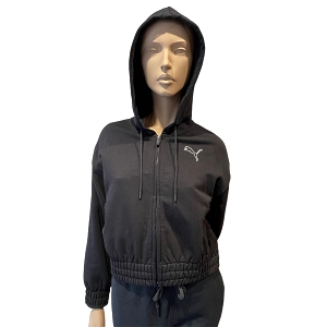 LES TROPEZIENNES HEPYFANI OR LEZARD PUMA SWEAT A CAPUCHE FULL ZIP BLACK:BLANC