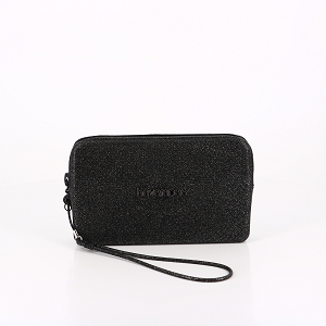 LES TROPEZIENNES PANIER PAILLE 40X40X6 NATURAL HAVAIANAS MINI BAG PLUS GLITTER BLACK:NOIR