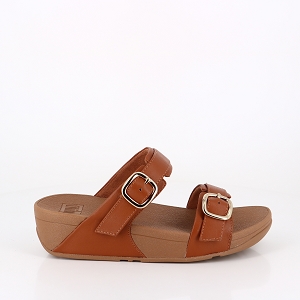 HAVAIANAS ENFANT MINECRAFT WHITE FITFLOP LULU AJUSTABLE SLIDE LEATHER LIGHT TAN:MARRON