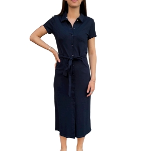 LES TROPEZIENNES HANANO NOIR MULTI LES TROPEZIENNES FLORY ROBE POLO LONGUE MARINE