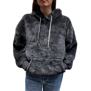 LES TROPEZIENNES MONACO OR LEOPARD UGG LOYRA BLACK SHERPA HOODIE Sweat À Capuche Loyra