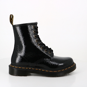 Dr martens black shiny shoes clearance
