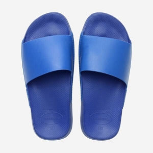 LES TROPEZIENNES PANIER PAILLE 40X40X6 NATURAL HAVAIANAS ENFANT SLIDE CLASSIC INDIGO BLUE
