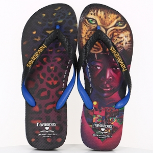 LES TROPEZIENNES HIRONBLA NOIR OR HAVAIANAS GERANDO FALCOES BLACK