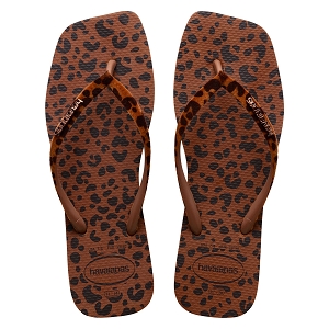 LES TROPEZIENNES CORALIE NOIR HAVAIANAS SQUARE VELVET RUST