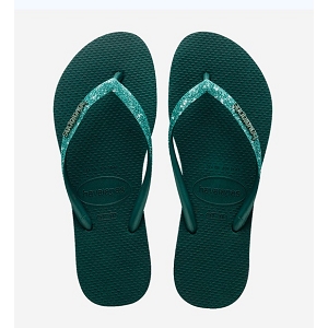 LES TROPEZIENNES HIKAMUL TAN HAVAIANAS SLIM SPARKLE II PANTANAL GREEN