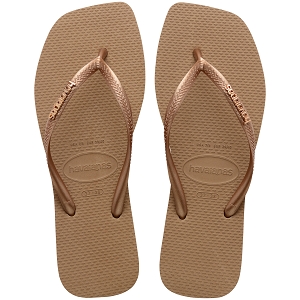 HAVAIANAS HAVAIANAS SLIM SQUARE LOGO METALLIC ROSE GOLD ROSE GOLD<br>