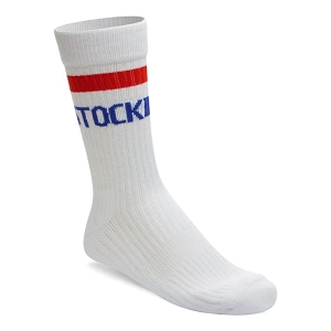 BIRKENSTOCK FRANCA BRAIDED COGNAC BIRKENSTOCK CHAUSSETTES WHITE COTTON CREW STRIPE