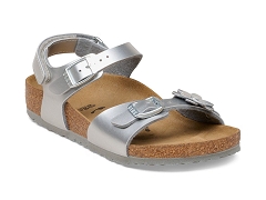 BIRKENSTOCK BIRKENSTOCK KIDS RIO FLOWERS ELECTRIC METALLIC SILVER<br>.