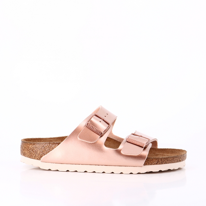 Birkenstock chaussures birkenstock arizona sfb cuir metallic copper rose