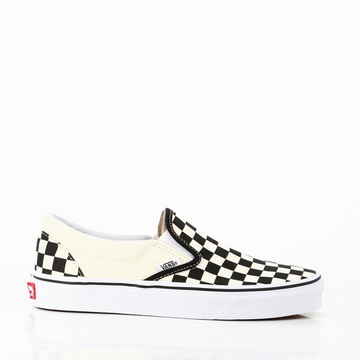 Vans chaussures vans classic slip on black white checkerboarder white noir