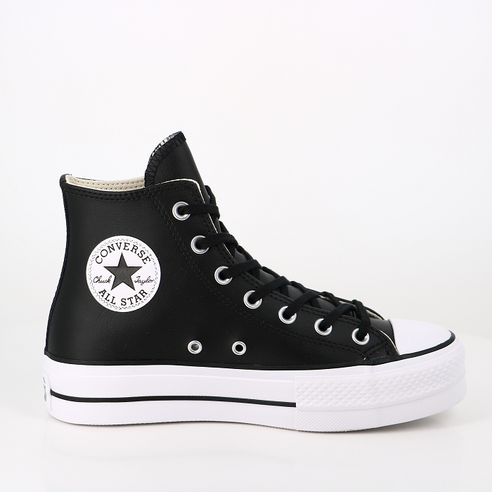 Converse chaussures converse chuck taylor all star lift leather high top black black white noir