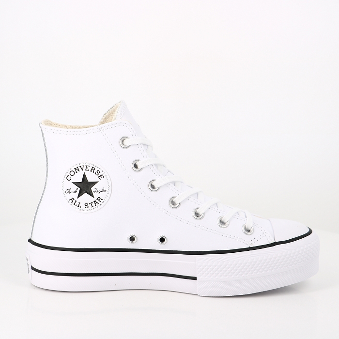 Converse chaussures converse chuck taylor all star lift leather high top white black white blanc