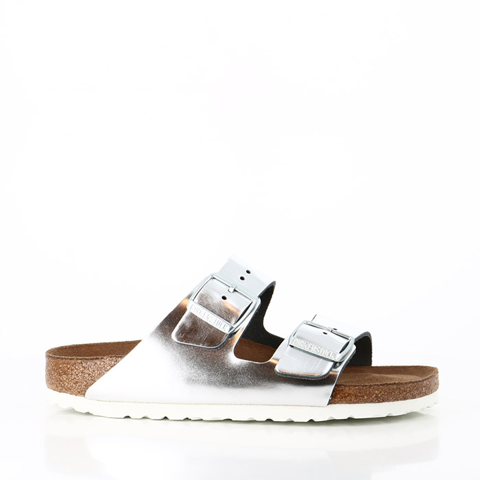 Birkenstock chaussures birkenstock arizona cuir metallic silver argent