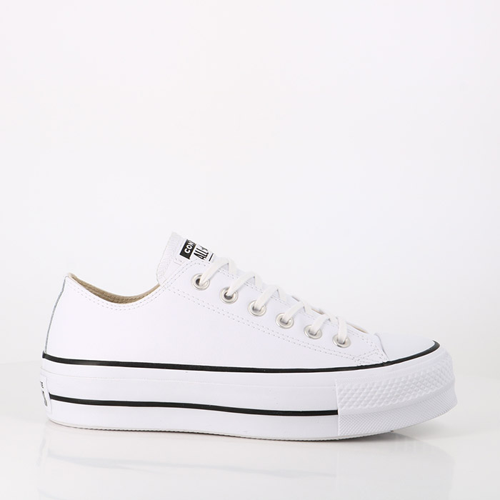 Converse chaussures converse chuck taylor all star lift clean leather low white black whiite blanc