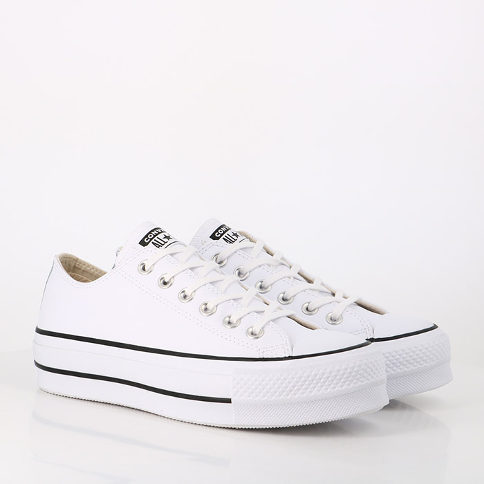 Converse chaussures converse chuck taylor all star lift clean leather low white black whiite blanc1366801_2