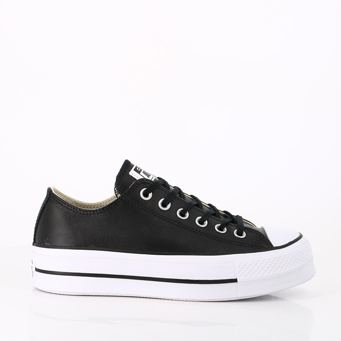 Converse chaussures converse chuck taylor all star lift clean leather low top black black white noir