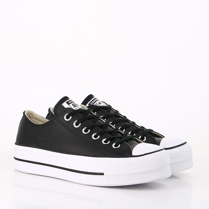 Converse chaussures converse chuck taylor all star lift clean leather low top black black white noir1366901_2