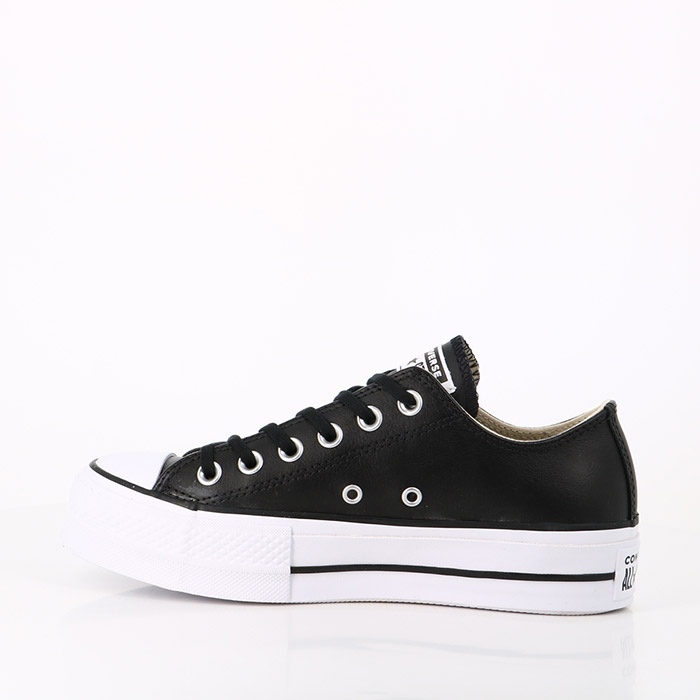 Converse chaussures converse chuck taylor all star lift clean leather low top black black white noir1366901_4