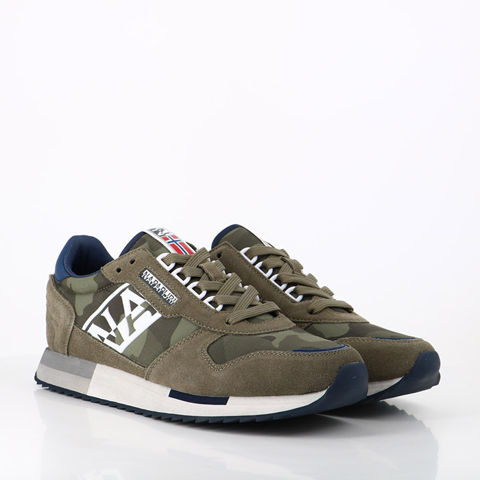 Napapijri chaussures napapijri man suede nylon running cam camouflage vert1399001_3