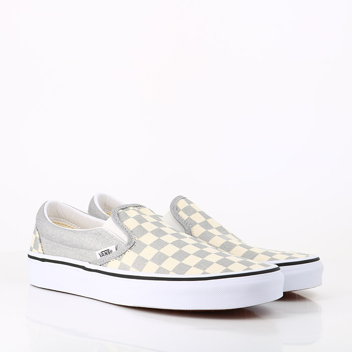 Vans chaussures vans checkerboard classic slip on silver true white argent1402001_2