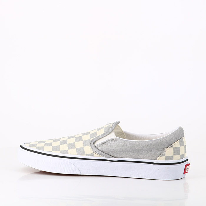 Vans chaussures vans checkerboard classic slip on silver true white argent1402001_4