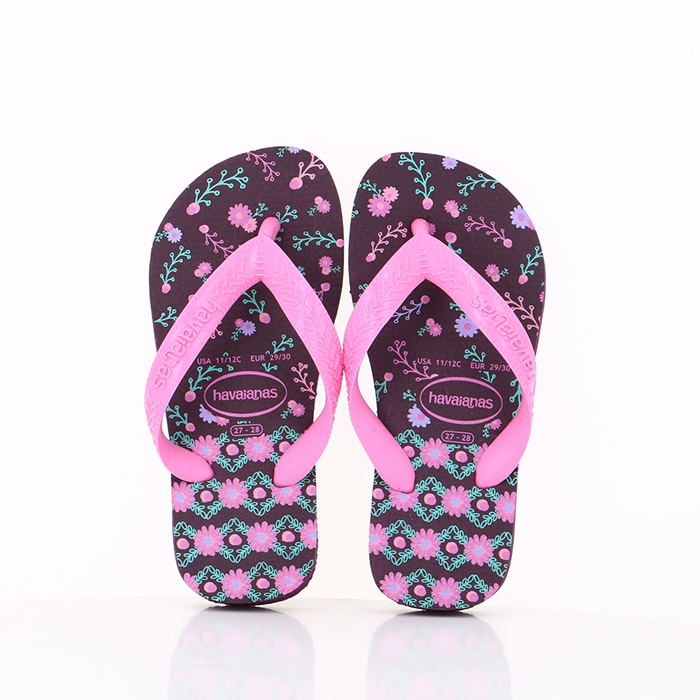 Havaianas chaussures havaianas enfant flores aubergine rose