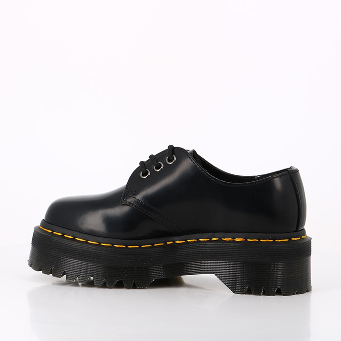 Dr martens chaussures dr martens 1461 cuir plateforme quad black polished smooth noir1453701_4