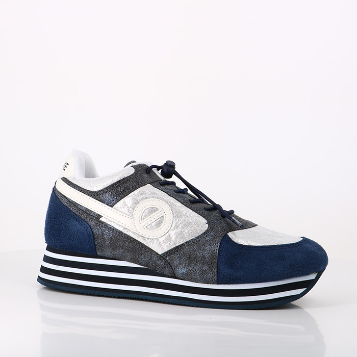 No name chaussures no name parko jogger suede padded navy silver bleu