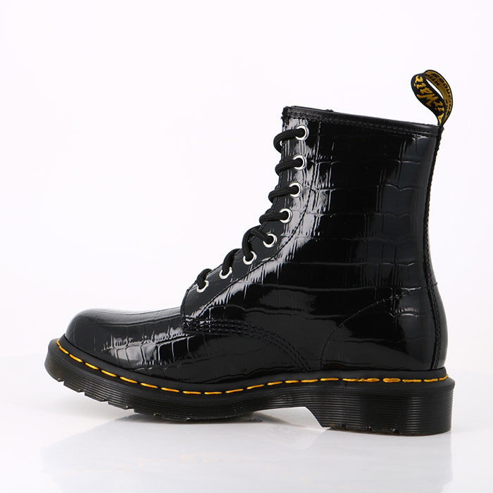 Dr martens chaussures dr martens 1460 patent lamper croc emboss black noir1467501_3