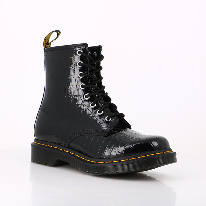 Dr martens chaussures dr martens 1460 patent lamper croc emboss black noir1467501_5