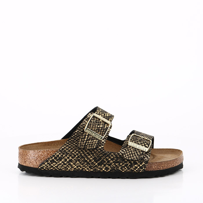 Birkenstock chaussures birkenstock arizona shiny python black gold imprimes animal