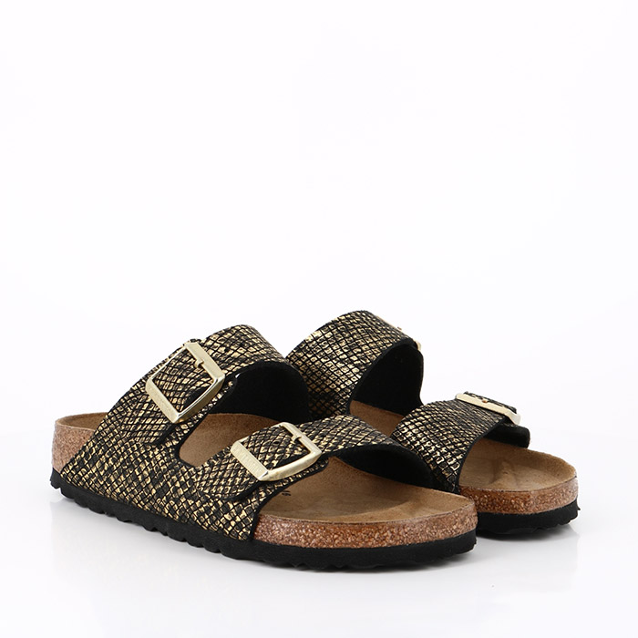 Birkenstock chaussures birkenstock arizona shiny python black gold imprimes animal1507601_5