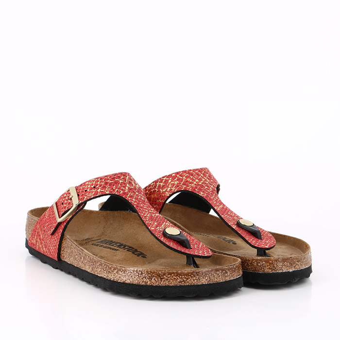 Birkenstock chaussures birkenstock gizeh bs shiny python red gold imprimes animal1509001_2